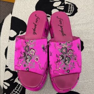 Free People Fuchsia Floral Women's Mules